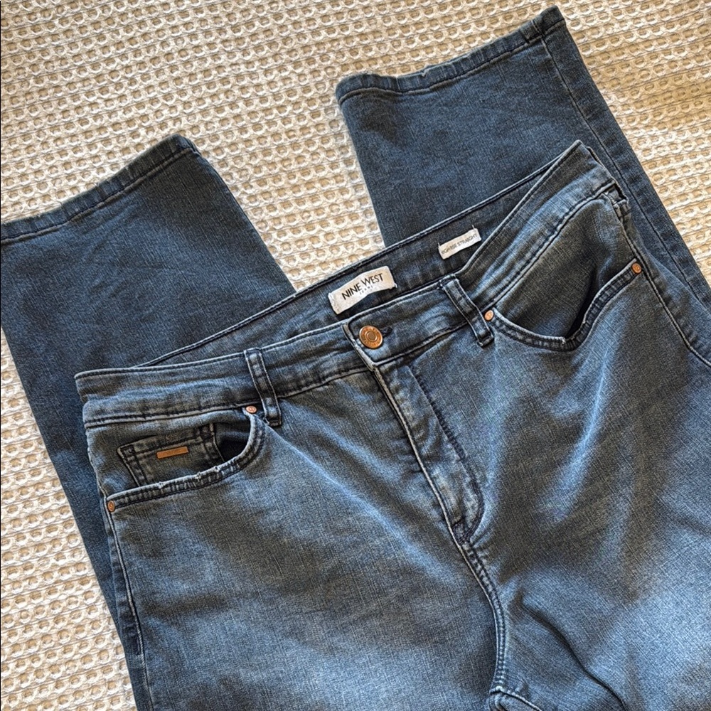 Nine West Women's High Rise Straight Blue Jeans
